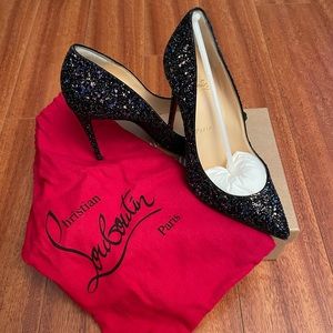 Christian Louboutin / PIGALLE FOLLIES 100 GLITTER DRAGONFLY / BLACK / SIZE 7